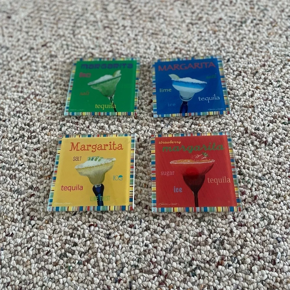 4 Colorful Glass Margarita Coasters. Pier 1